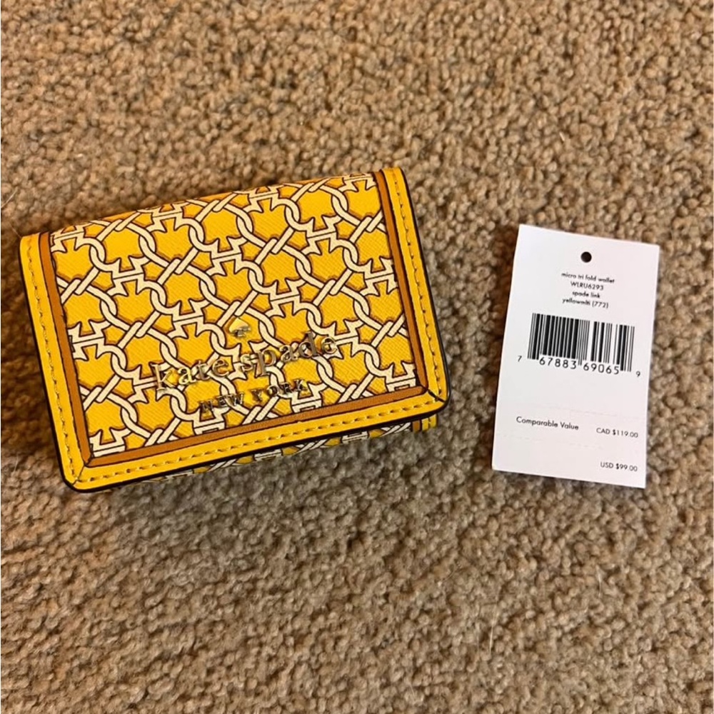 Kate Spade Yellow Micro Trifold Wallet